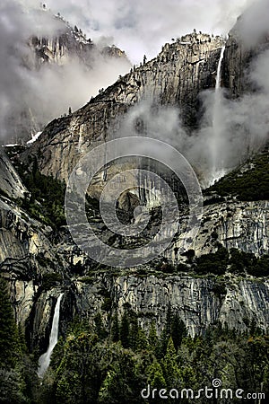 Upper and Lower Yosemite Falls Stock Photo