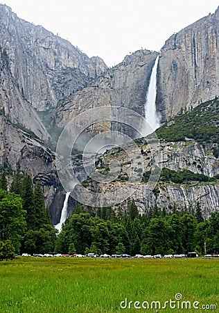 Upper and lower yosemite falls, Yosemite National Park Stock Photo