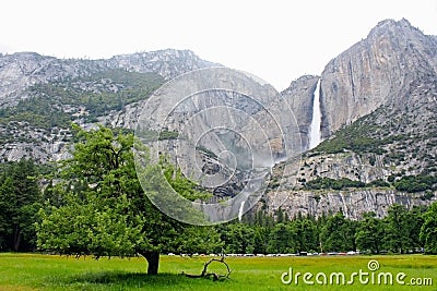 Upper and lower yosemite falls, Yosemite National Park Stock Photo