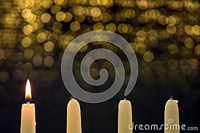 A burning candle on the first advent Stock Photo