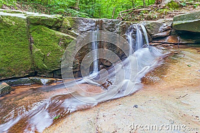 Upper tier of Blue Hen Falls in summer.Cuyahoga Valley National Park.Ohio.USA Stock Photo