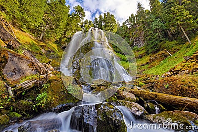 Upper Tier of Falls Creek Falls in Summer in Washington State Stock Photo