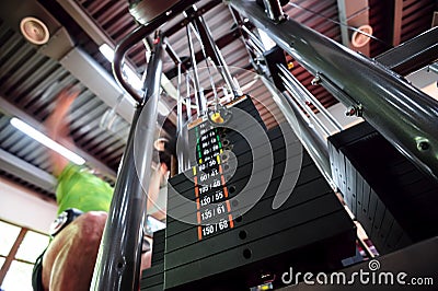 Upper traction gym machine Stock Photo