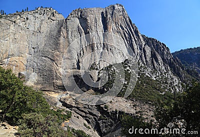 Upper Yosemite Fall - Dry Season Stock Photo