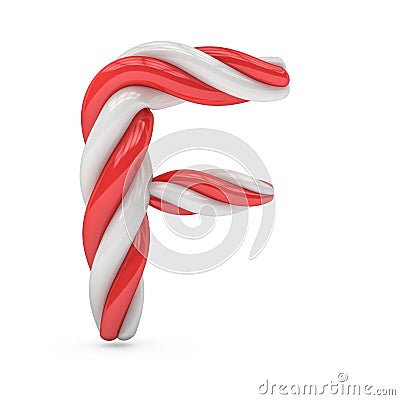 Uppercase candy and sugar font. Letter F. 3D Stock Photo