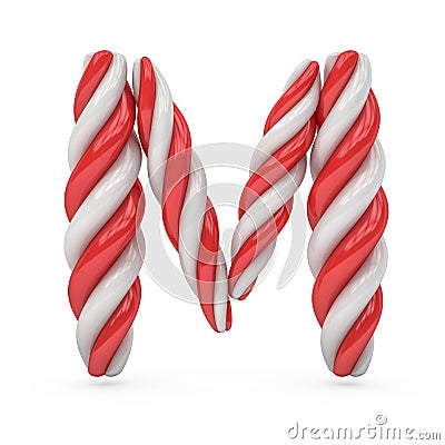 Uppercase candy and sugar font. Letter M. 3D Stock Photo
