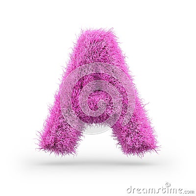 Uppercase fluffy and furry font. 3D Stock Photo