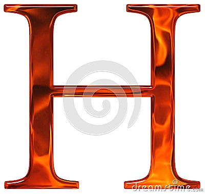 Uppercase letter H - the extruded of glass with pattern flame, i Stock Photo