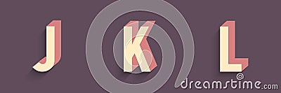 uppercase letters JKL, 3d alphabet, graphic design elements, 3d rendering Stock Photo