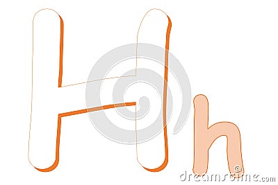 Uppercase and lowercase orange H letter Stock Photo