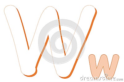 Uppercase and lowercase orange W letter Stock Photo