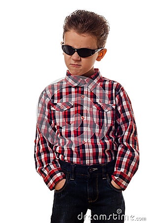 Uppity boy with sunglasses Stock Photo