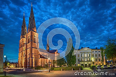 Uppsala Cathedral in the evening, Sweden Stock Photo