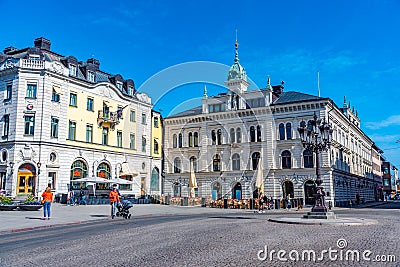 UPPSALA, SWEDEN, APRIL 22, 2019: Stora Torget main square in the central Uppsala, Sweden Editorial Stock Photo