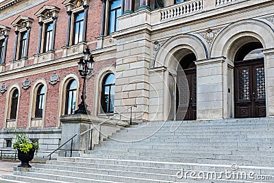 Uppsala, Uppland - Sweden - Symmetric facade of the Uppsala University main building Editorial Stock Photo