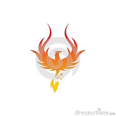 Upright Flying Phoenix Fire Bird abstract Logo design vector template Vector Illustration