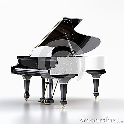 Photorealistic Rendering Of A Black And White Grand Piano Stock Photo