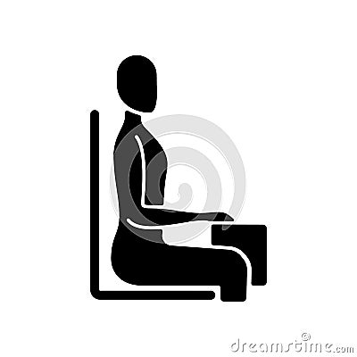 Upright sitting posture black glyph icon Vector Illustration