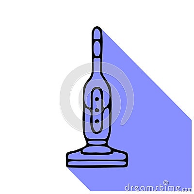 Upright vacuum cleaner flat line icon, logo Vector Illustration