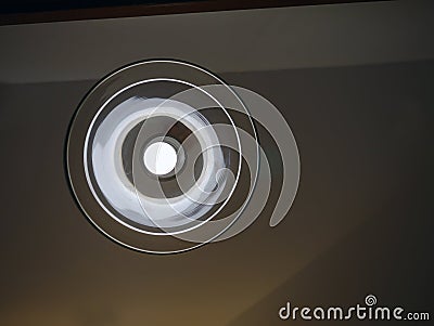 uprise view simple design glass lamp hanging from ceiling Stock Photo