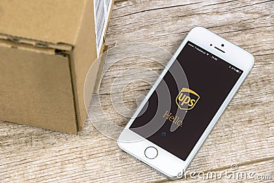 UPS app on iPhone Editorial Stock Photo