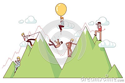 Ups and downs on a entrepreneur path Vector Illustration