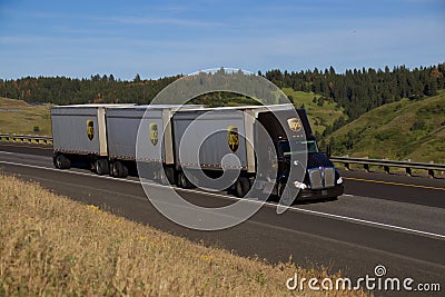 UPS Semi-Truck / Brown Kenworth Editorial Stock Photo