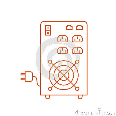 UPS. Uninterruptible power supply. Electrical apparatus. Input power source when mains power fails. Vector line. Open Vector Illustration