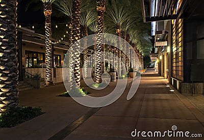 Upscale business and retail shopping at night Stock Photo