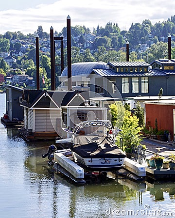 Floating Houses, Portland, Oregon, USA Editorial Stock Photo