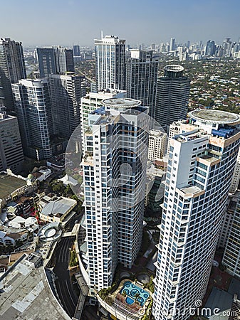 Upscale residential condominiums and Grade A office towers of Eastwood City, Libis, Quezon City, Philippines Stock Photo
