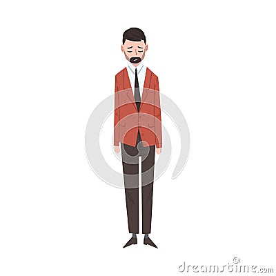 Upset Businessman, Depressed Unhappy Male Office Worker Character in Business Suit, Tired or Exhausted Manager Vector Vector Illustration