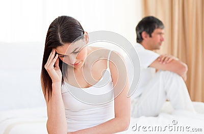 Upset couple after having a row Stock Photo