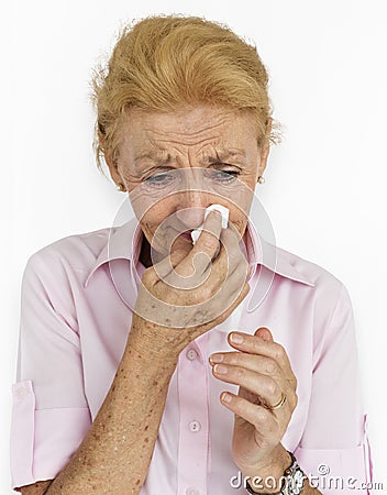 Upset Crying Depression Senior Woman Concept Stock Photo