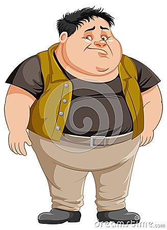 Upset male overweight cartoon character Vector Illustration