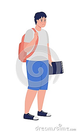 Upset male student semi flat color vector character Vector Illustration