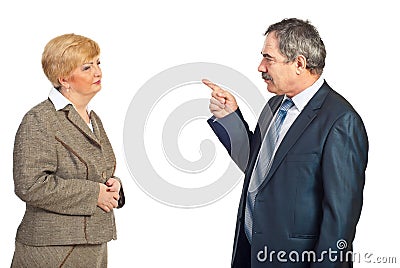 Upset manager accuse employee Stock Photo