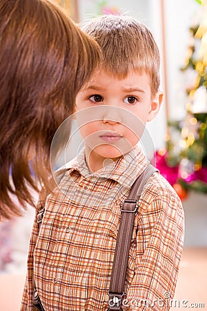 Upset preschooler boy Stock Photo