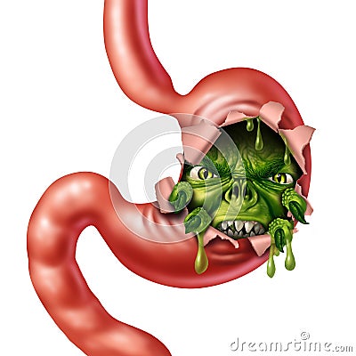 Upset Stomach Cartoon Illustration