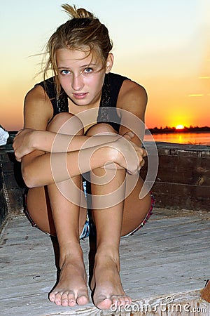 Upset teen girl Stock Photo