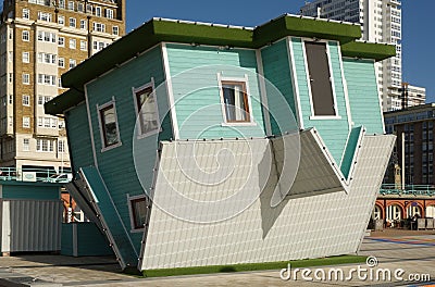 Upside down house on Brighton Seafront, England Editorial Stock Photo