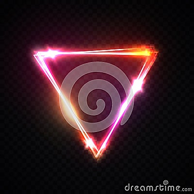 Upside down triangle neon background Electric sign Vector Illustration