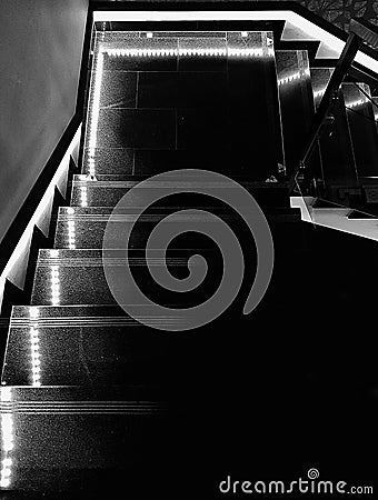 Upstairs Black and white Stock Photo