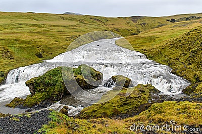 Upstream of the Skoga River, about 200 m above the Skogafoss waterfall, on the Rangarthing eystra circuit is the Hestavadfoss Stock Photo