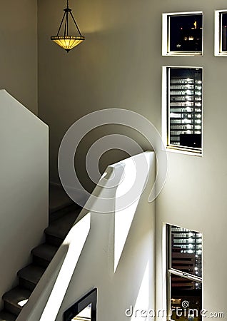 Uptown luxury loft home stairway Stock Photo