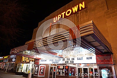Uptown Movie Theatre at Night Editorial Stock Photo