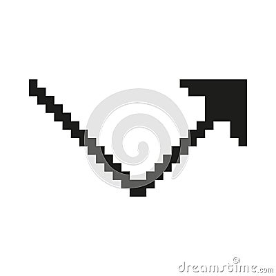 Upward Arrow Pixel Art Icon. Pixelated Arrow Pointing Upward, Symbol Of Progress, Increase, Growth. Isolated Vector Vector Illustration