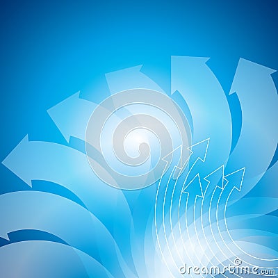 Upward business arrow on blue background Vector Illustration