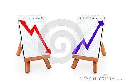 Upward and downward graphs Cartoon Illustration