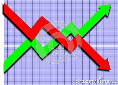 Upward and Downward Trend Stock Photo